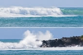 Northshore waves from sea to headland, Oahu