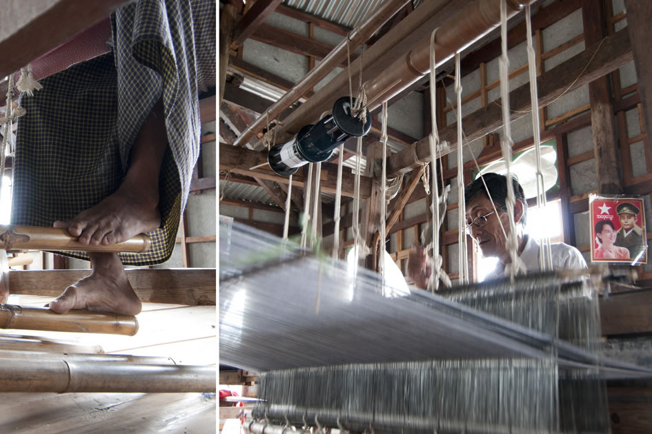 How fabric is woven, Inle Lake