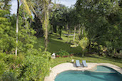 Bird-Eye View of the pool and gardens of Umah Nyepi Villa, Ubud, Bali. Check out more photos Umah Nyepi.