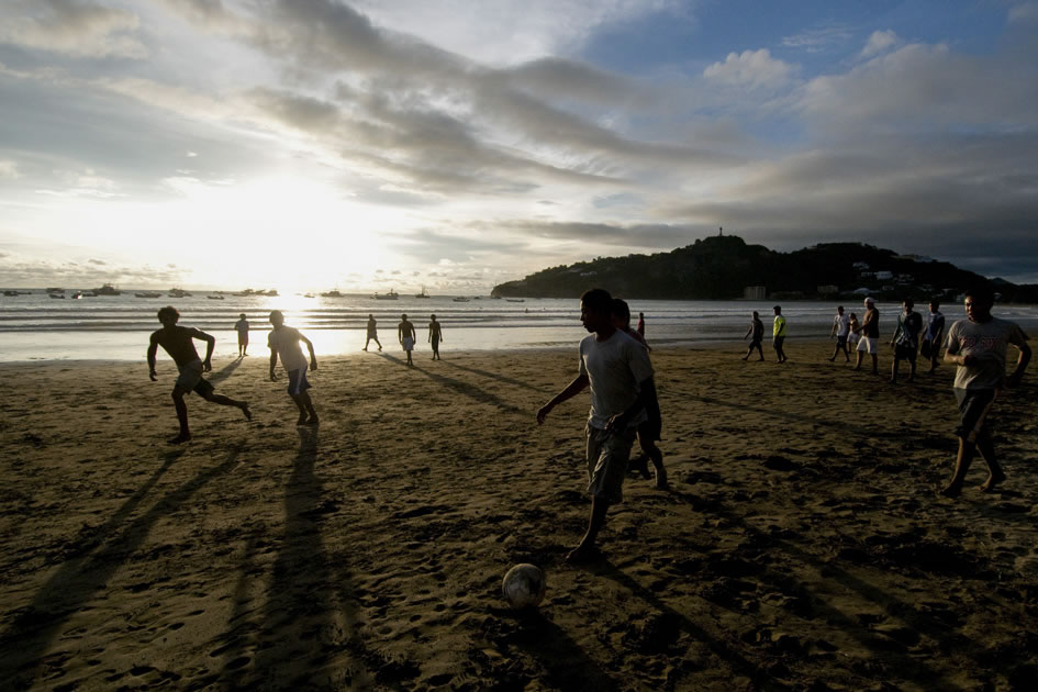 Sunset football on the beach, San Juan del Sur