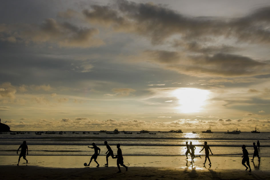 Sunset football on the beach, San Juan del Sur