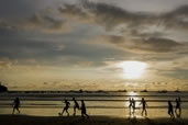 Sunset football on the beach, San Juan del Sur