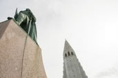 Statue of Leif Erikson and the Hallgrimskirkja, Reykjavik