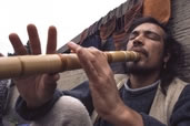 South American flute player at the Edinburgh Arts Festival