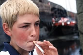 Twelve-year-old boy smoking