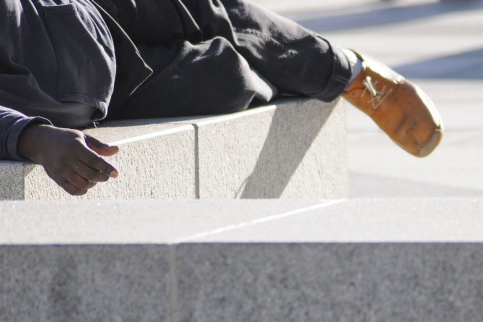 Homeless man sleeping in San Francisco