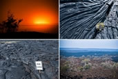 Lava flows on the landscape, Volcanoe National Park, the Big Island of Hawaii