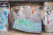 Boat and graffiti in Buzios.