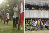 Football game during dry season, Amazon Basin