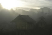 Dawn over the Akha rice huts