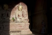 Gold faced Buddha inside Dhamayan Gyi Temple, Bagan