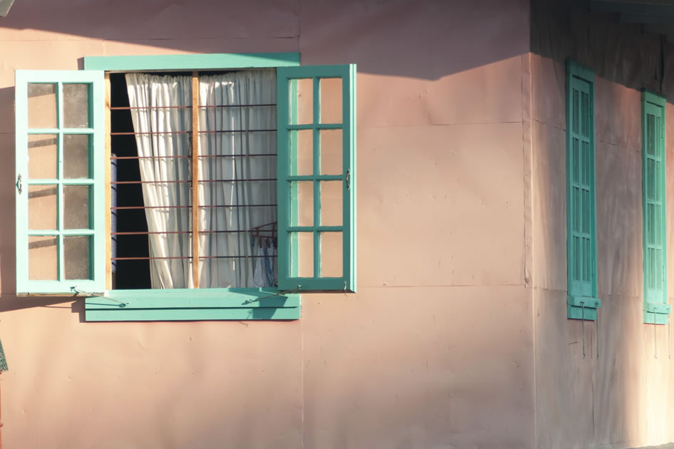 Window on a pink building, Sagada