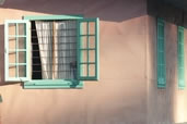 Window on a pink building, Sagada