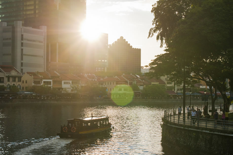 Boat cruise in downtown Singapore