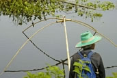 Isan Woman fishing, Northeastern Thailand