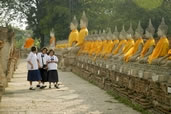 Schoold Girls Amongst the Buddhas of  Ayutthaya