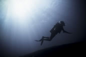 Silhouette of a diver, Japanese Wreck, Amed, Indonesia